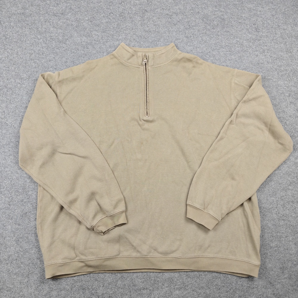 Woolrich Sweatshirt Mens 2XL Beige 1/4 Zip Heavyweight Pullover Vintage